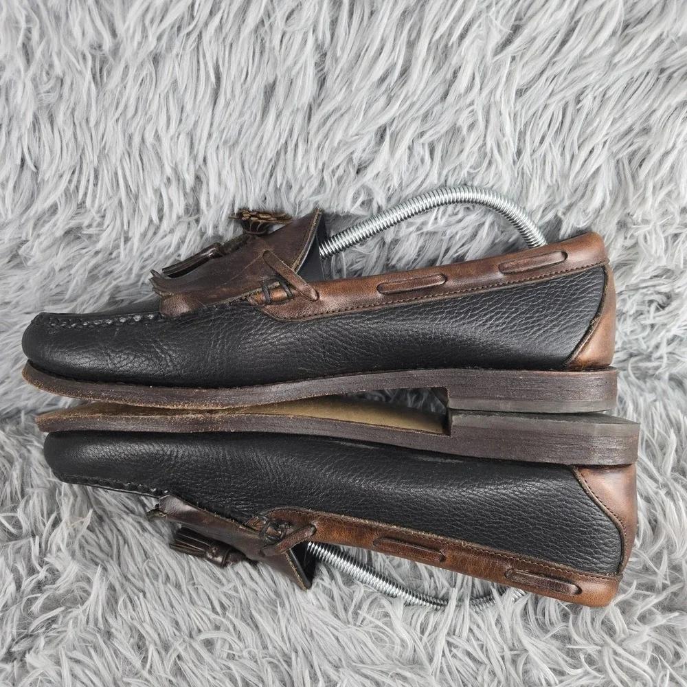 Allen Edmonds Mens 11 B Black Brown Nashua‎ Kiltie Tassel Loafers 42250